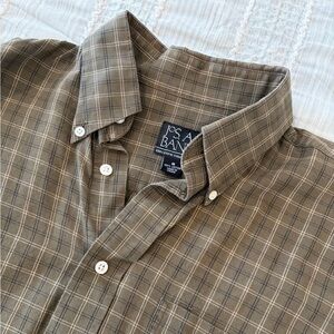 Joseph A Bank Brown Plaid Cotton Button Down Shirt Men’s Medium Long Sleeve